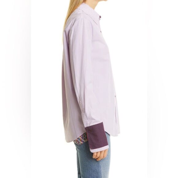 NWOT Le Superbe Ex-Boyfriend Double Cuff Button Down Shirt in Lavender Fields 0 - Picture 6 of 16